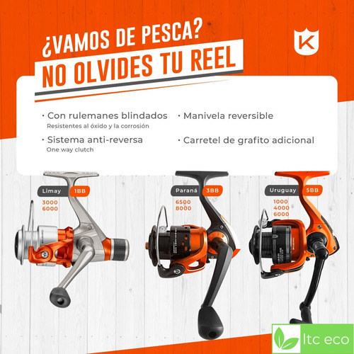 Imagen 6 de 10 de Reel De Pesca Frontal Pesca Variada Kushiro Rfpar65 Pez 7 Kg