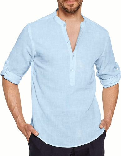 Camisa Lino Hombre Caballero Moda Manta Corte