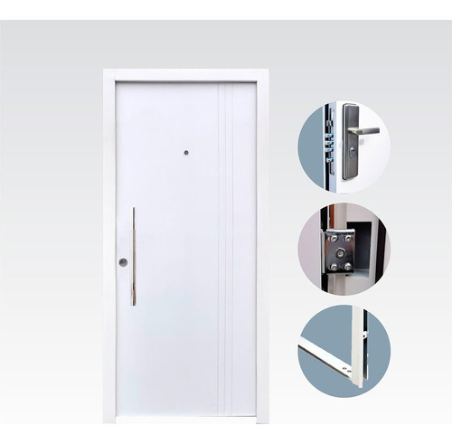 Puerta Multianclaje De Seguridad Mod 740 Med 80x200 Blanca Blanco