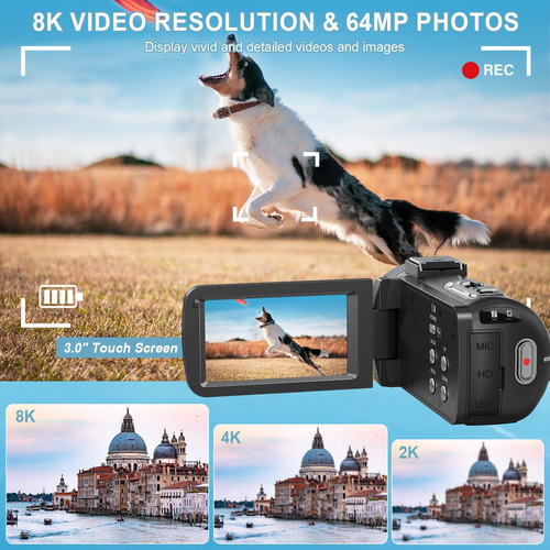 Videocámara 8k 64mp Cámara De Video Zoom Digital 18x Cámara