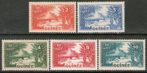 Guinea Francesa 5 Sellos Nuevos Choza Nativa Año 1938