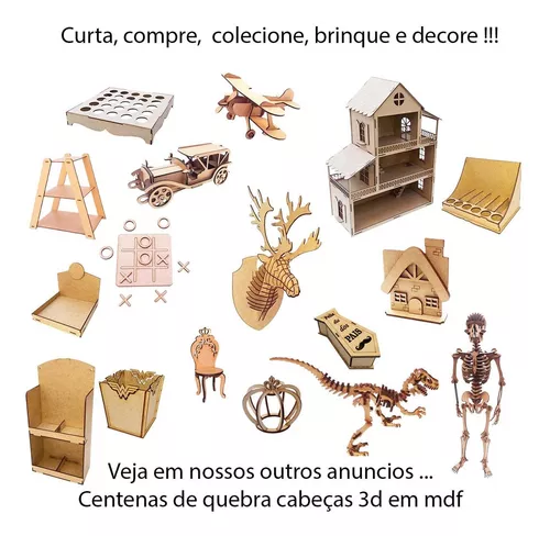 Kit com 15 jogos da velha em MDF 10cm