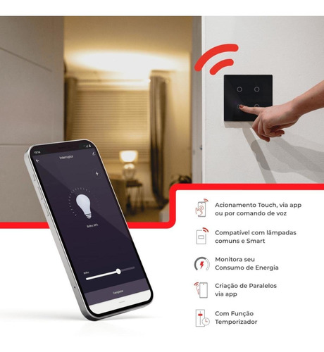 Interruptor Smarteck 4x4 4 Módulos Touch Branco Steck