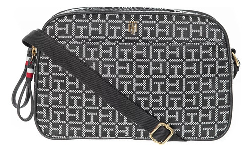 Tommy Hilfiger Cynthia Monogram Negra 100% Original Negro Monogram Con Logo De La Marca Oro Negro