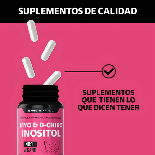 Inositol Capsulas 40:1 | Myo Y D-chiro Inositol 100% Puro Premium En Cápsulas Beyond Vitamins | Sin Sabor | Myo Inositol - Myo Y D-chiro Inositol Vegano | Vitaminas Mujer - 60 capsulas