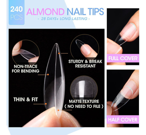 Kit De Extensión De Uñas Con Puntas De Gel Gellen, Con 240 P
