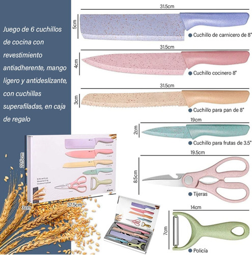Juego De Cuchillos De Cocina De Acero Inoxidable 6 Pcs