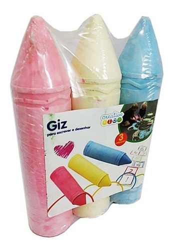 Giz Gizão Infantil Desenhar Riscar Brincadeira 3 Unid Batiki