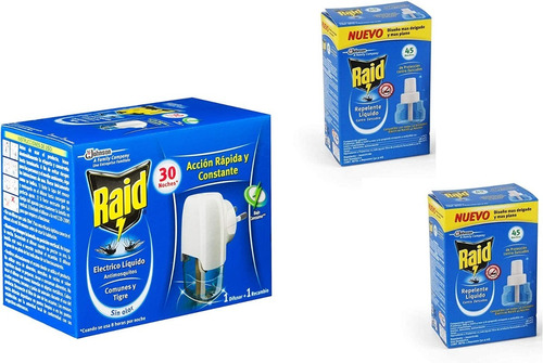 Raid Repelente Liquido Eléctrico Aparato Y 2repuesto 21,9 Ml