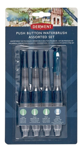 Set Pinceles Derwent Acuarela Con Botón Pulsador X 4 Uds