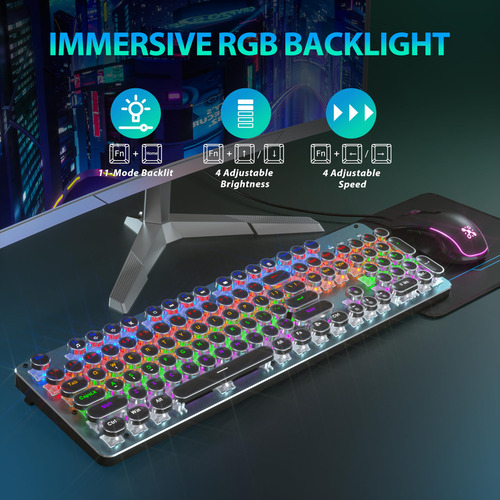 Conjunto De Teclado E Mouse Typewriter Mechanical Gaming Tai