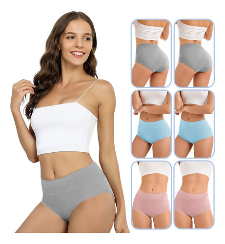 6 Packs Calzoncillos De Algodón De Talla Grande Para Mujer