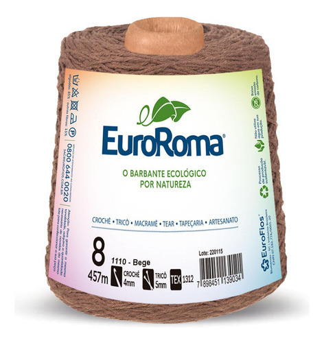 Barbante Color Nº 8 457m 600g Marrom 1100 Euroroma