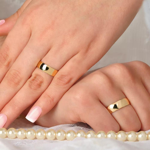 Par Alianças Abaulada 6mm Com 7,5gr Ouro 18k Com Brilhante