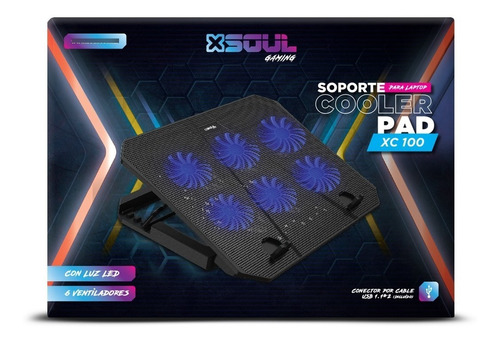 Imagen 3 de 3 de Base De Notebook Soul Con 6 Coolers Y Luz Rgb Azul