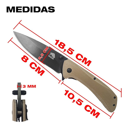 Imagen 2 de 10 de Navaja Cuchillo Supervivencia Rescate Arena Beige Bison