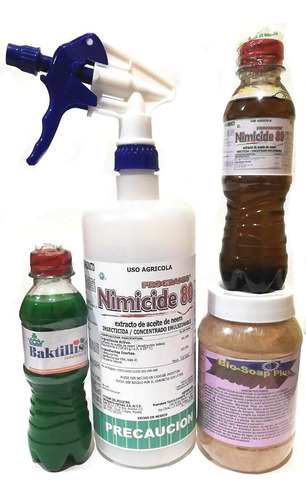 Aceite Neem, Bacillus Subtilis, Jabón Potásico Y Atomizador