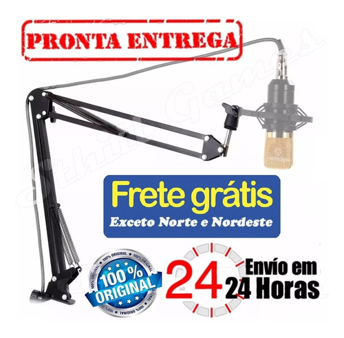 Pedestal Articulado 'preto' Suporte Microfone Envio Em 24h