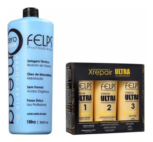 Felps Progressiva S/ Formol Omega 1l + Kit Cauterização 