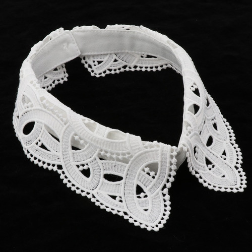 Cuello Falso De Encaje Floral Mitad Blusa Extraíble Para