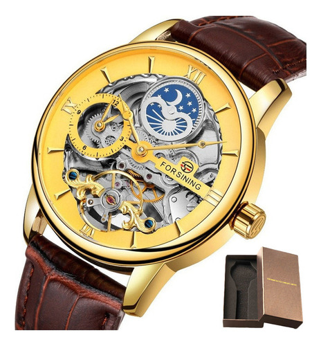 Reloj Mecánico De Cuero Forsining 8217 Tourbillon