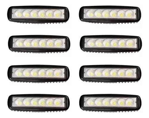 Kit 8 Faros Barra 6 Leds Luz Auxiliar Accesorio Camioneta