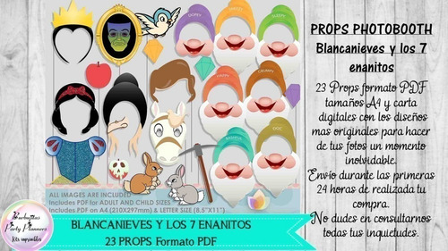 Blancanieves Y Los 7 Enanitos - 23 Props Photobooth Pdf