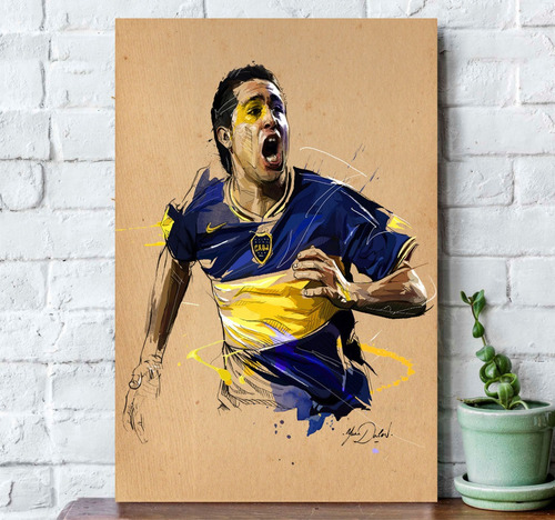 Cuadro Boca Juniors 27x42 Riquelme Arte Lamina Pintura Style