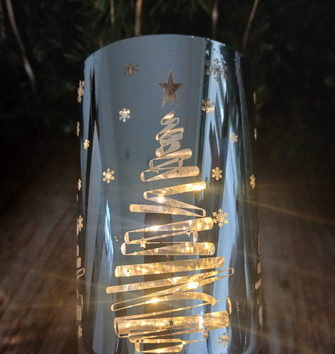 Luz Velon Cilindro Pesebre Navidad Decoracion Navideña Luces Luces Plateado