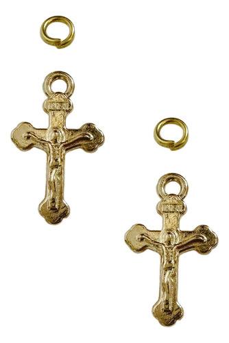 Abalorio Cruz 12x18mm Inri Mini Dorada , 100 Pzas