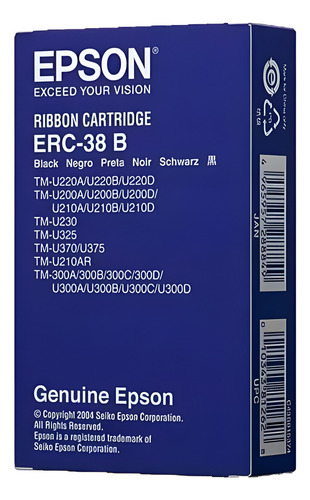 Cartucho De Cinta Epson Original Erc-38b Color Negro 1 Pieza