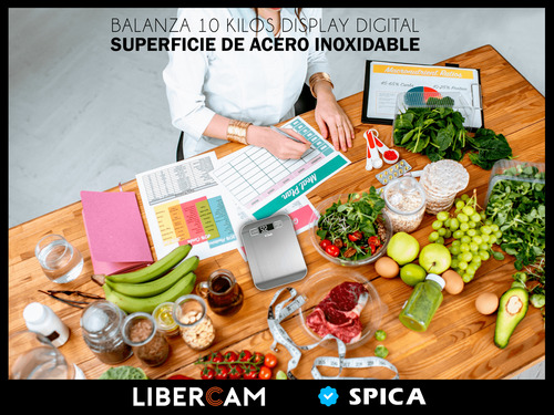 Balanza Alimentos Cocina Spica Bal-154 Hasta 10 Kg Digital Plateado 10 Kg