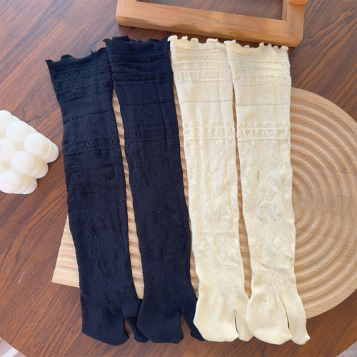 Calcetines Largos De Encaje De Malla De Verano Con Volantes,