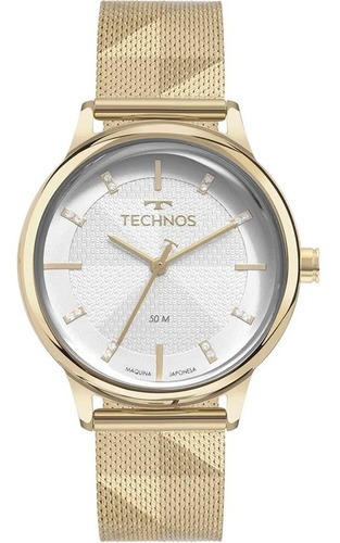 Relógio Technos Feminino Dourado Style Casual Fundo Branco