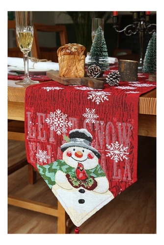 Yi Camino De Mesa Con Adornos Navideños Mantel Muñeco De
