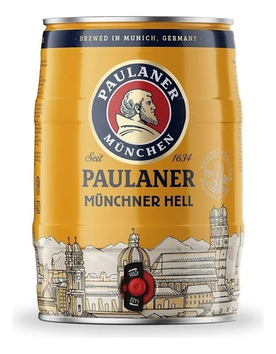Presente Barril Cerveja Paulaner Munchner Hell Alemã - 5l