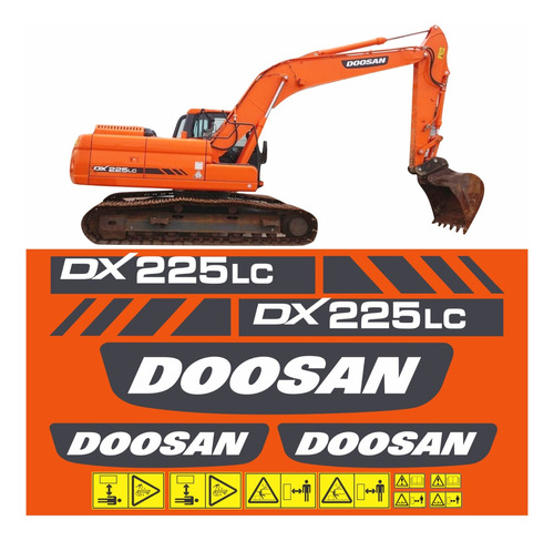 Kit Adesivo Escavadeira Doosan Dx225 Lc Dx225lc Dx 225lc Mk