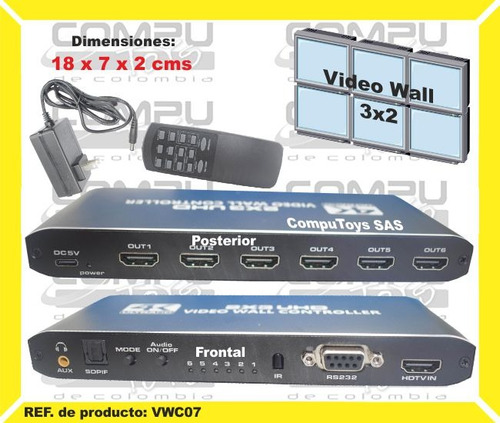 Matriz Videowall 6 Pantallas 3x2 Ref: Vwc06 Computoys Sas