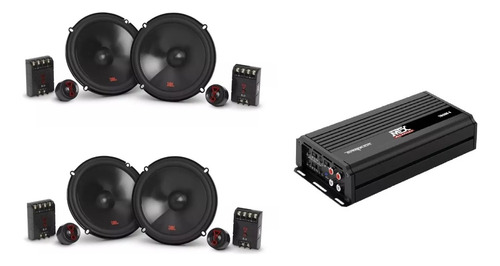 Paquete 2 Set De Medios Jbl 2 Vías Stage3607c+amplificador 