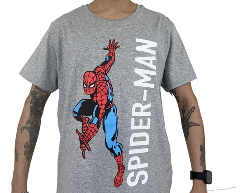 Playera Spiderman Camiseta Gris Manga Corta Marvel Comics
