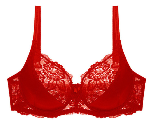 Bralette Sexy Con Bordado De Encaje Floral De Talla Grande
