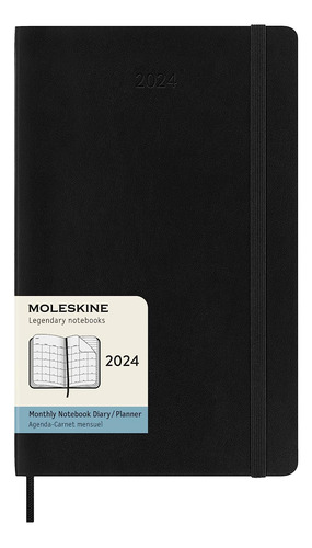 Agenda Mensual Moleskine 12m 2024 Tapa Blanda Negra-l