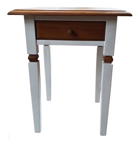 Mesa Lateral Branca Com 1 Gaveta Madeira Maciça