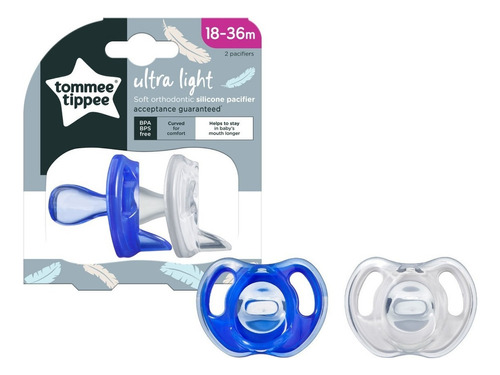 Chupete De Silicona Ultraligero 18-36m Packx 2 Tommee Tippee Color Azul