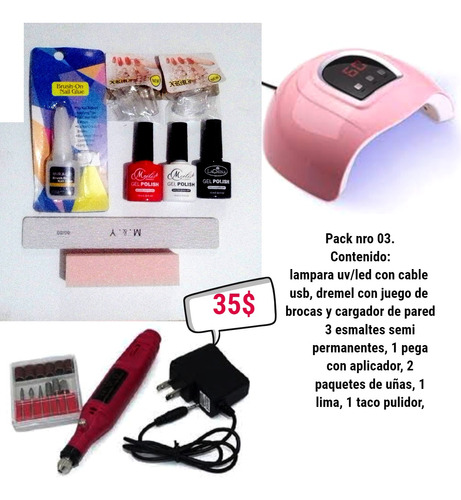 Combos P/uñas C/lámpara Led/uv 45w C/temporizador Y Dremel