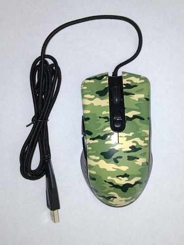 Mouse Gamer Optical Dpi-7200 C/ 7 Botões Pc Notebook Militar Cor Preto com camuflado