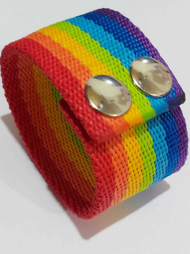 Pulsera Orgullo Gay Lgbt Ancha 4 Cm Doble Botón Pack Por 30