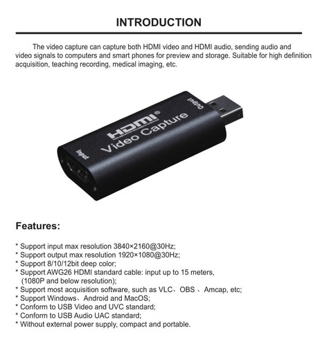 Imagen 9 de 10 de Capturadora De Video Hdmi A Usb 2.0 1080p Full Hd Streaming