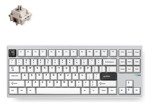Teclado Mecanico Mchose Gx87 Ultra Silver Aluminio Bluetooth Teclado Silver Anodic Mcgx87a7 Idioma Inglés Internacional