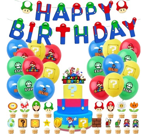Pack Cumpleaños Super Mario Bross Nintendo